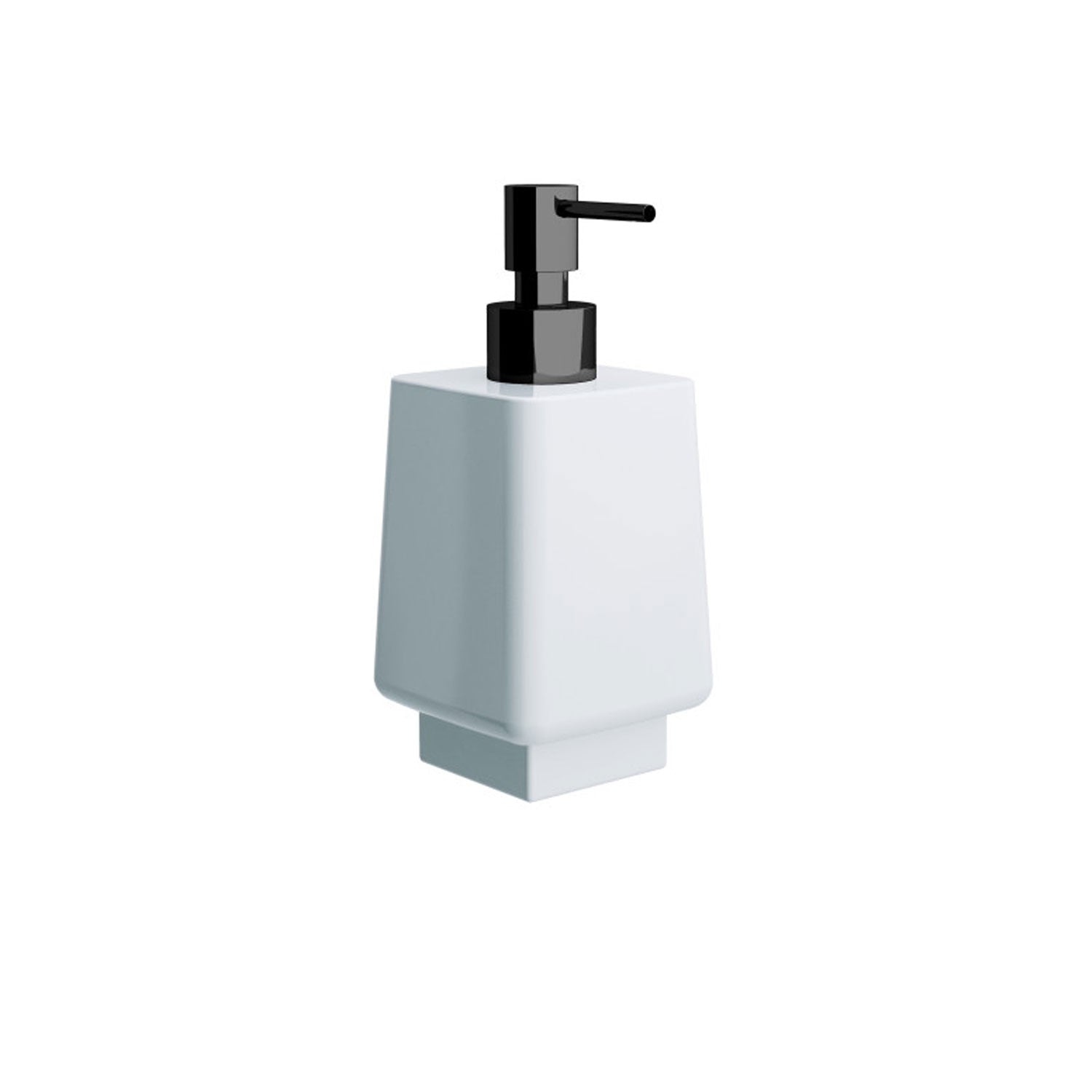 Dispenser sapone in ceramica bianca collezione Dado di Lineabeta 250ml - dosatore nero opaco by CeramicStore | Lo specialista del tuo bagno
