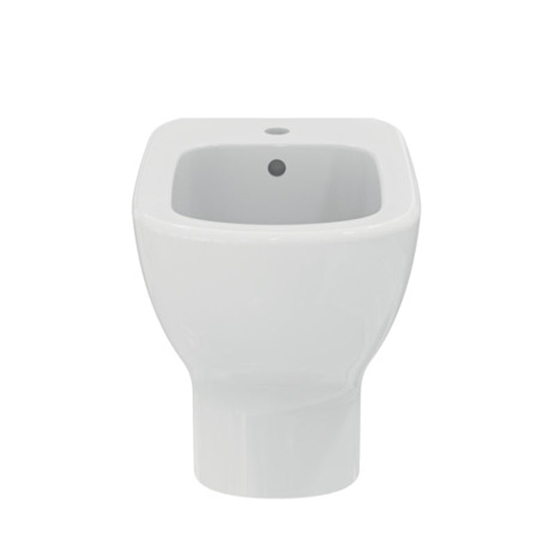 Sanitari filo muro Ideal Standard Tesi AquaBlade con scarico traslato con sedile termoindurente