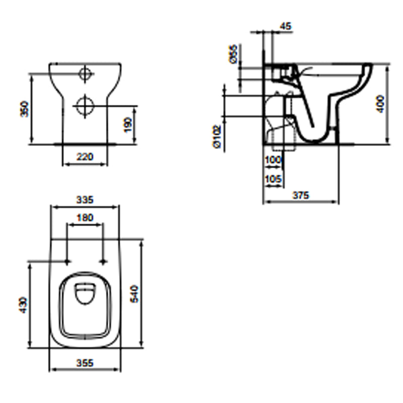 Vaso filomuro Ideal Standard modello I.life A 54