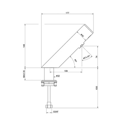 Rubinetto lavabo a fotocellula alimentato a corrente RubiFlux - Nero Matt
