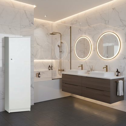 Mobile Colonna con apertura ad un anta e 2 ripiani regolabili finitura Bianco Liscio by Sarmog