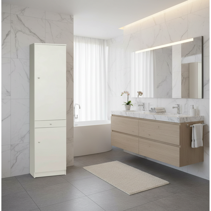 Mobile colonna a 2 ante e 1 cassetto con 3 ripiani regolabili finitura Bianco Liscio by Sarmog