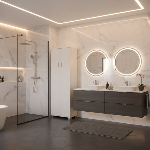 Mobile colonna a 2 ante con 3 ripiani regolabili e 1 fisso finitura Bianco Fiammato by Sarmog by CeramicStore | Lo specialista del tuo bagno