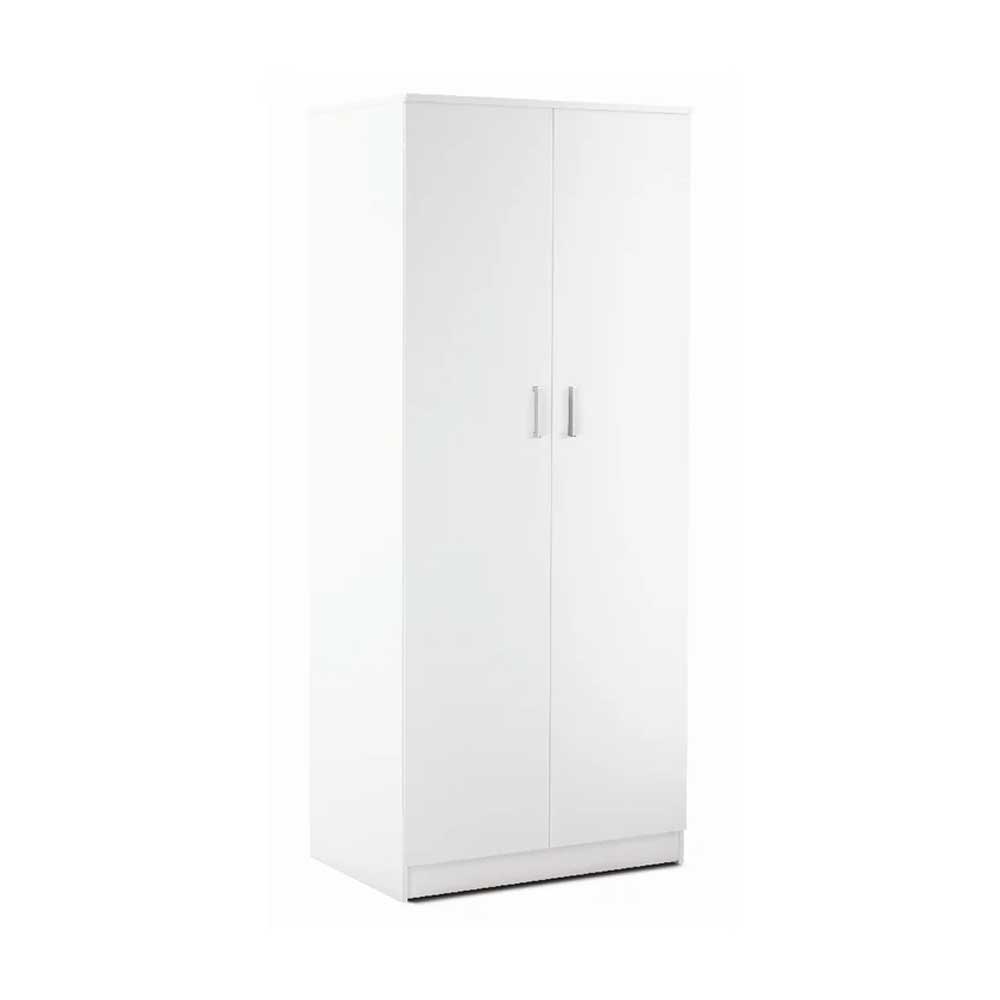 Zweitüriger Schrank mit Kleiderstange und 2 Regalböden, glatte weiße O — CeramicStore