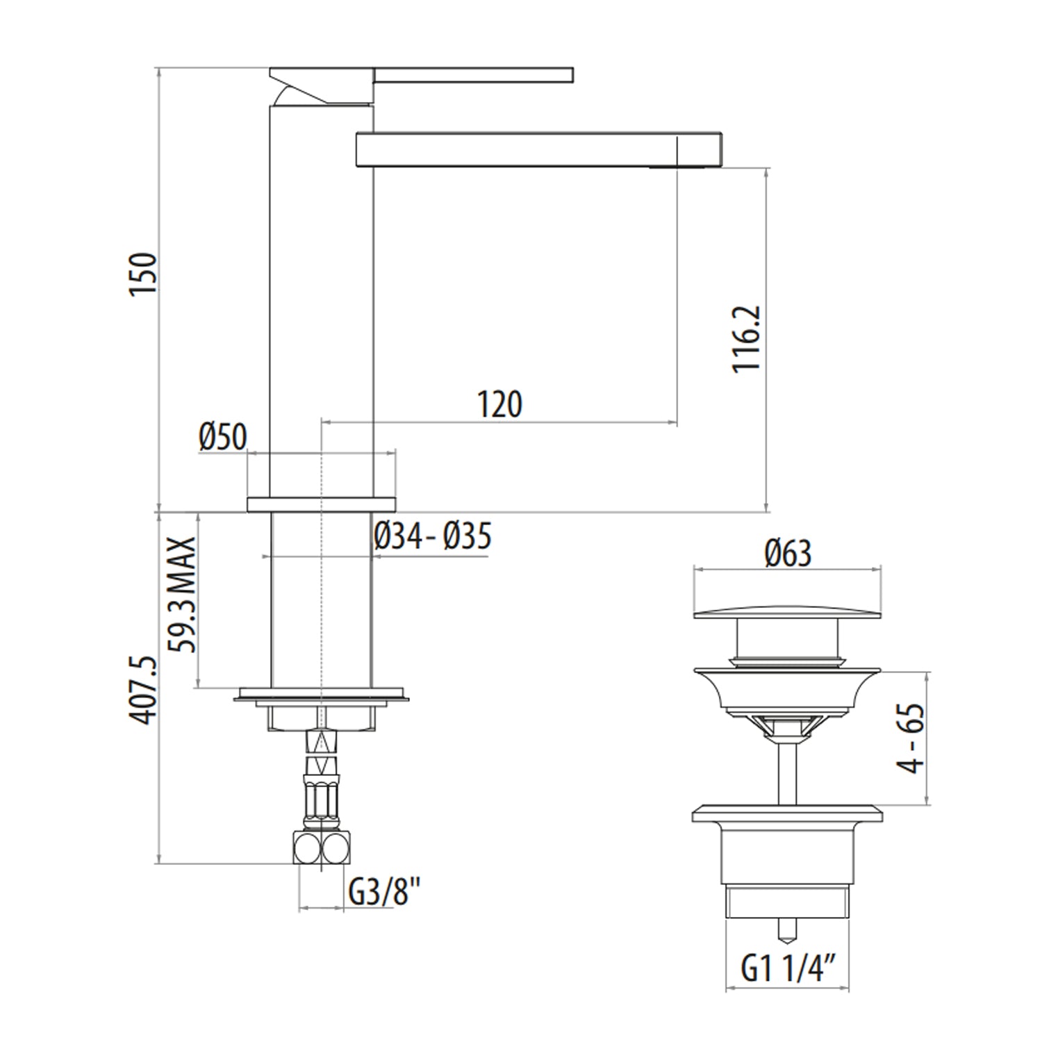 Miscelatore lavabo con piletta click clack modello Color Gattoni h 150 by CeramicStore | Lo specialista del tuo bagno