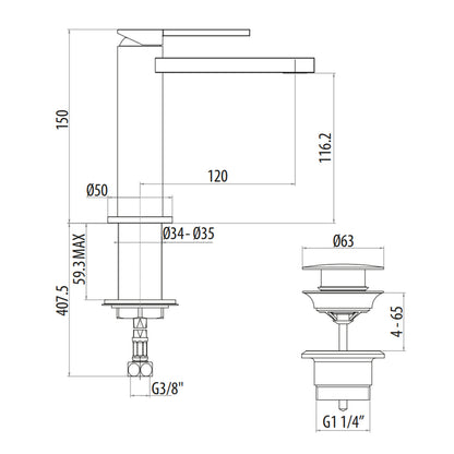 Miscelatore lavabo con piletta click clack modello Color Gattoni h 150 by CeramicStore | Lo specialista del tuo bagno