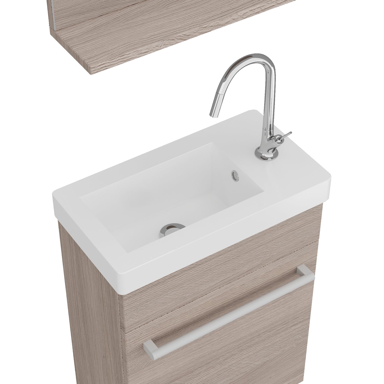 Mobile bagno con lavabo e specchiera Cubi&Co Pick - Rovere Fumo by CeramicStore | Lo specialista del tuo bagno