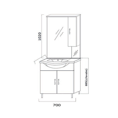 Mobile bagno completo di lavabo e specchio con pensile cm 75 Bianco Lucido Cubi&Co Beach 1 by CeramicStore | Lo specialista del tuo bagno