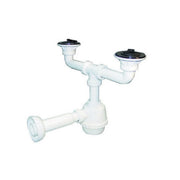Sifone 2 vie per lavelli in porcellana con pilette e canotto 1"1/4 - Bianco by CeramicStore | Lo specialista del tuo bagno