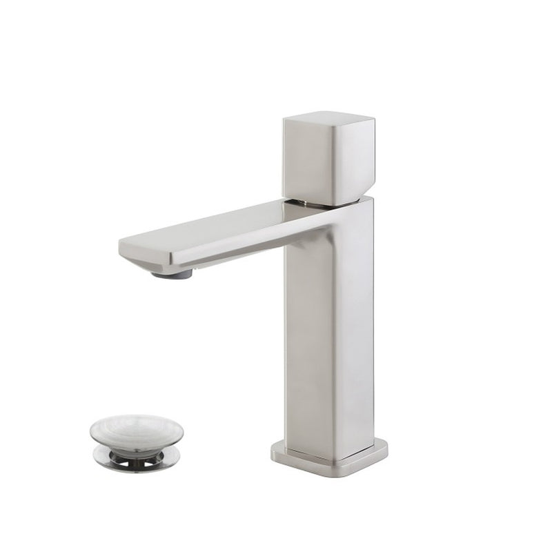 Kit miscelatore lavabo + bidet + doccia a una sola via RubiFlux serie Lilium Modello Grey con piletta clic-clac - Nickel spazzolato