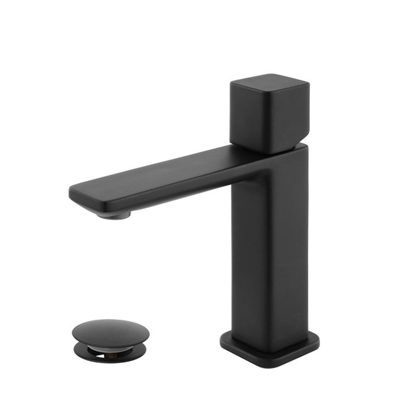 Kit miscelatore lavabo alto + bidet + doccia a una via RubiFlux serie Lilium Modello Black con piletta clic-clac - Nero Opaco
