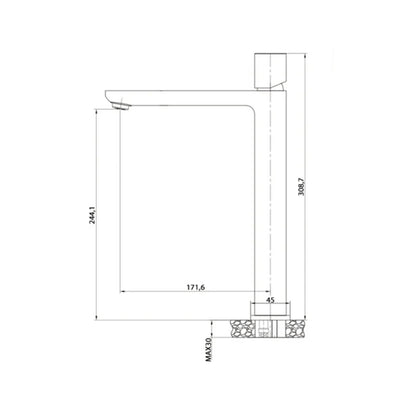 Kit miscelatore lavabo alto + bidet + doccia a due vie RubiFlux serie Lilium Modello Chrome con piletta clic-clac in acciaio inox - Cromato lucido