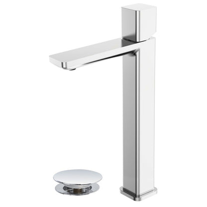 Kit miscelatore lavabo alto + bidet + doccia a due vie RubiFlux serie Lilium Modello Chrome con piletta clic-clac in acciaio inox - Cromato lucido