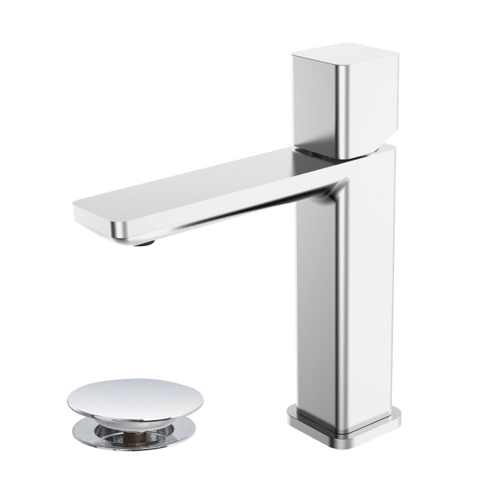 Kit miscelatore lavabo + bidet + doccia a una via RubiFlux serie Lilium Modello Chrome con piletta clic-clac in acciaio inox - Cromato lucido