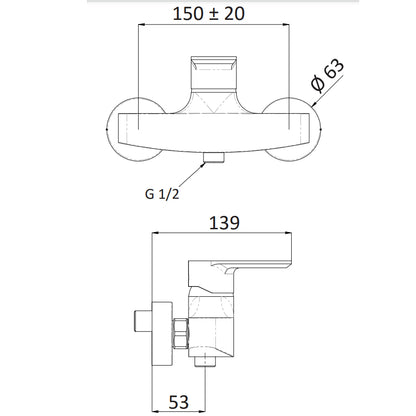 Miscelatore monocomando doccia esterno senza accessori Rubinetterie Mariani linea Avenue by CeramicStore | Lo specialista del tuo bagno