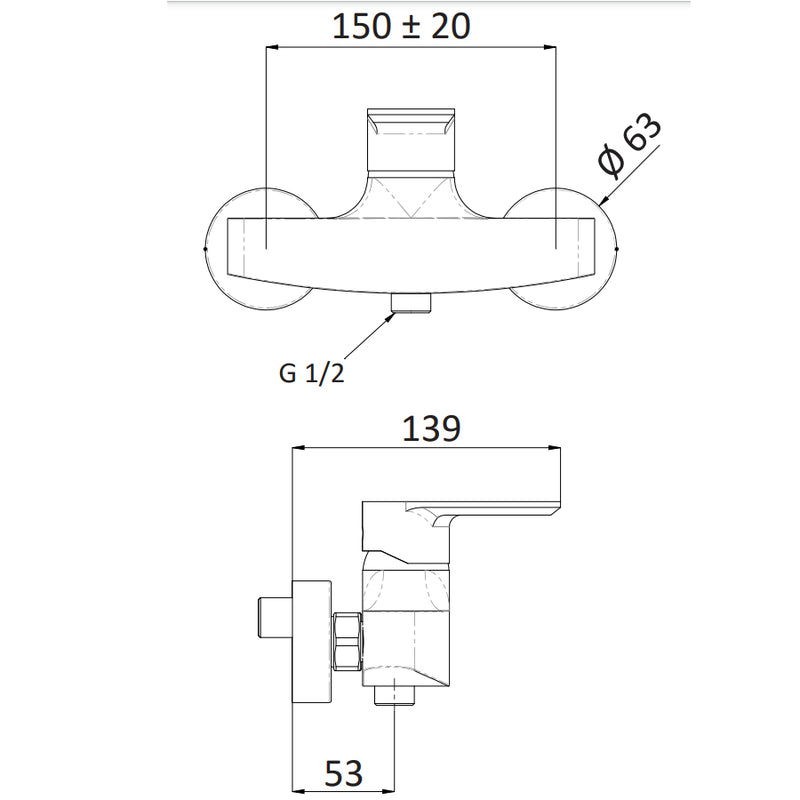Miscelatore monocomando doccia esterno senza accessori Rubinetterie Mariani linea Avenue by CeramicStore | Lo specialista del tuo bagno