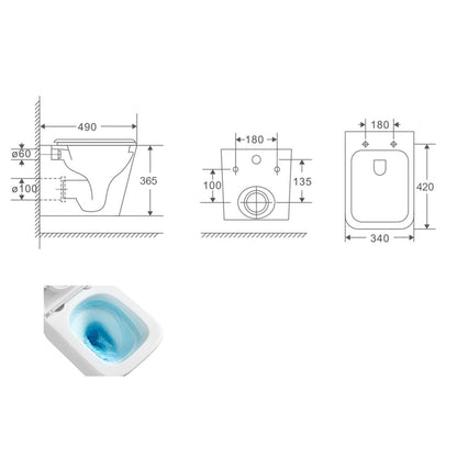 Sanitari bagno sospesi con coprivaso BathCore modello Velvet Rimless/Tornado Quiet 49x34 cm - Bianco