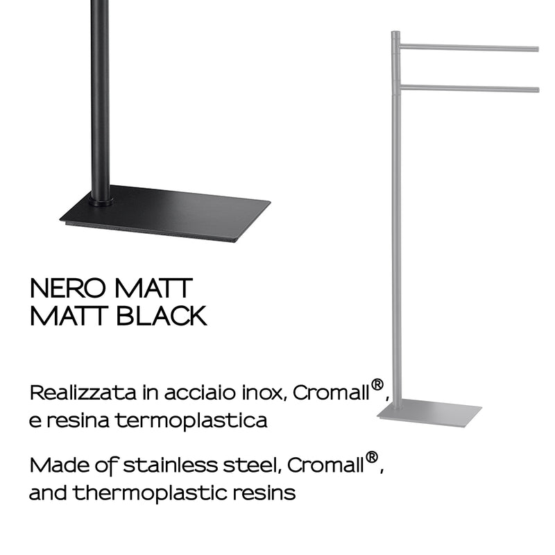 Versione outlet - Piantana portasciugamani in Acciaio Inox Gedy serie Trilly - Nero Matt