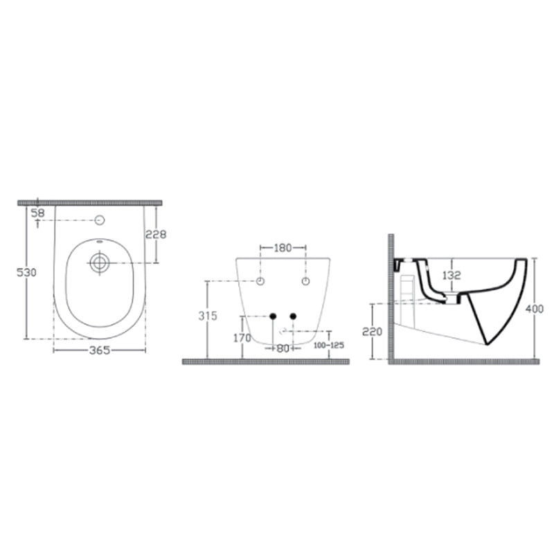 Bidet sospeso Rimless BathCore serie Infinity 53x36