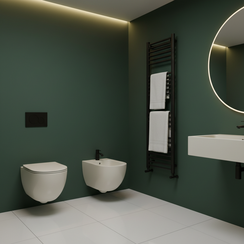 Sanitaires suspendus Rimless avec abattant Soft Close BathCore série Infinity 53x36,5xH40 cm couleur Ivoire Mat