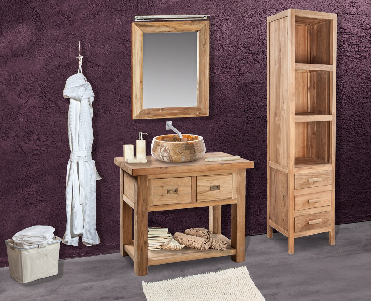 Mobile bagno 'Essenza Cabinet' in legno Teak cm 45x45x200h by Cipi by CeramicStore | Lo specialista del tuo bagno