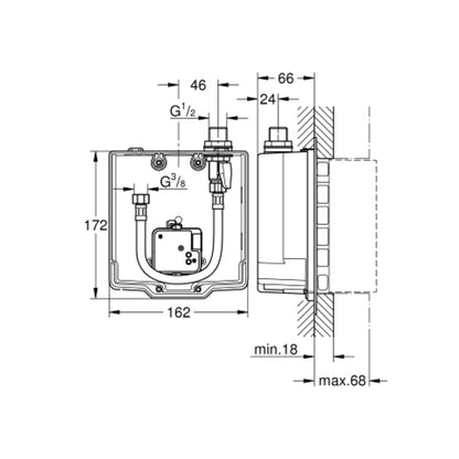 Corpo miscelatore elettronico per lavabo a corrente Euroeco con codice 273-H36273 by CeramicStore | Lo specialista del tuo bagno