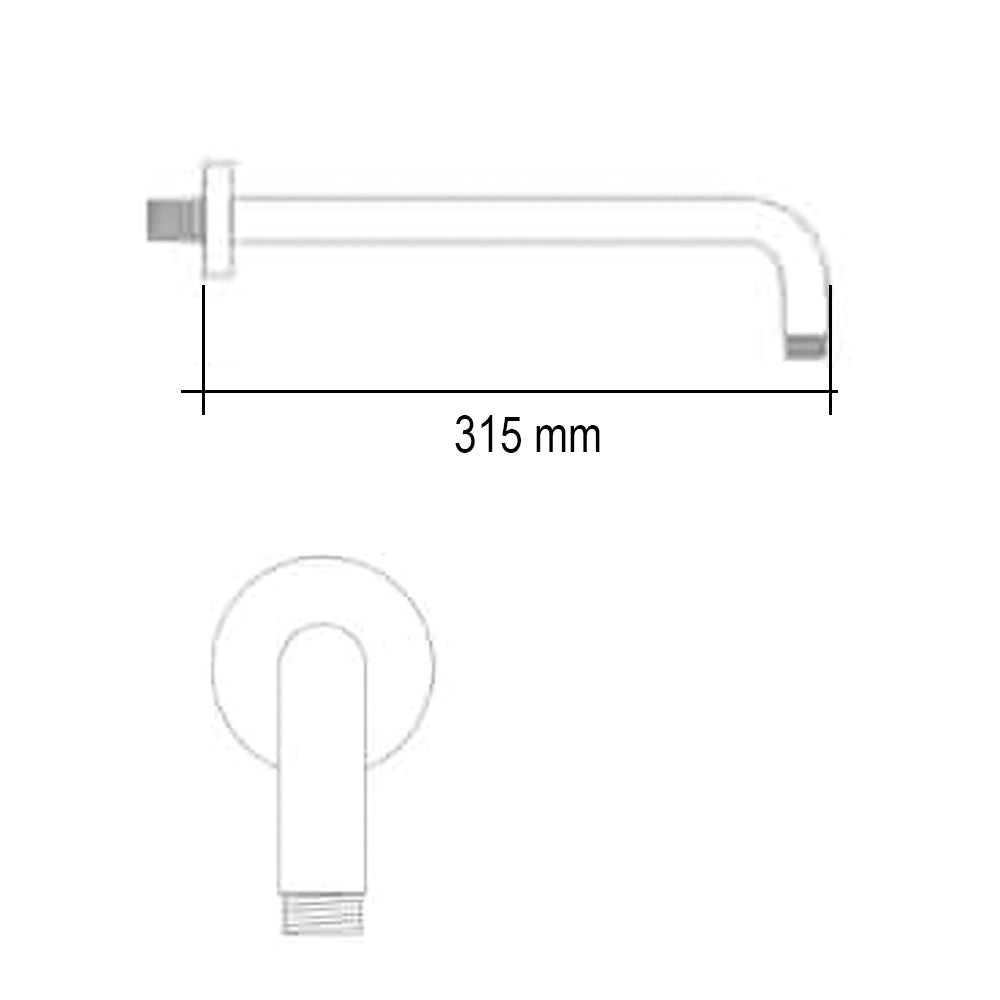 Braccio doccia tondo per soffione a parete in acciaio inox 304 cromato cm 31,5 by CeramicStore | Lo specialista del tuo bagno