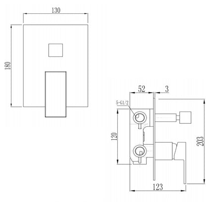 Miscelatore incasso doccia Square 3 vie con deviatore meccanico Ares by CeramicStore | Lo specialista del tuo bagno