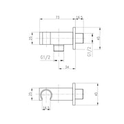 Punto acqua quadro con supporto integrato per doccetta in ottone cromato Ares by CeramicStore | Lo specialista del tuo bagno