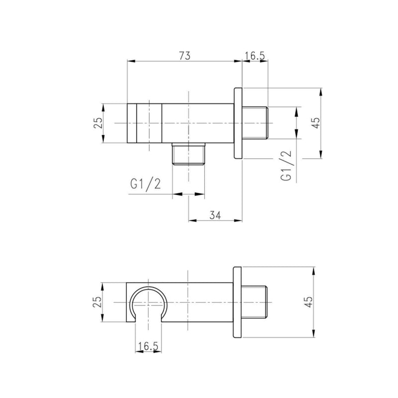 Punto acqua quadro con supporto integrato per doccetta in ottone cromato Ares by CeramicStore | Lo specialista del tuo bagno