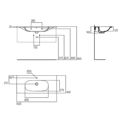 Lavabo top Ideal Standard Tesi 102,5x45 cm by CeramicStore | Lo specialista del tuo bagno