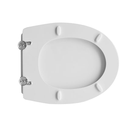Sedile wc bianco per Azzurra vaso Full 56 larghezza 38 cm cerniere regolabili