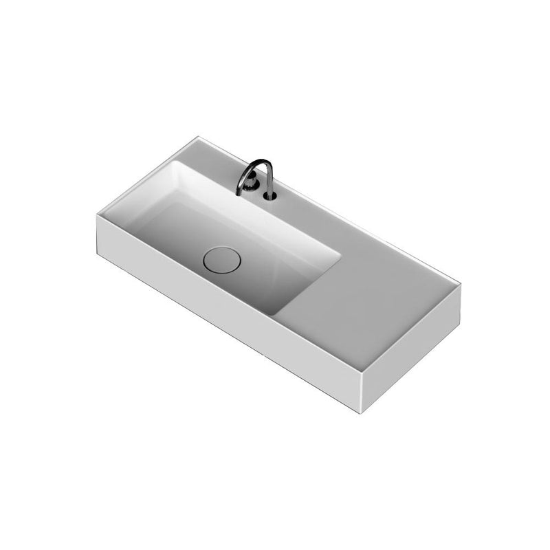 Lavabo lavatrucco vasca a sinistra Domus Falerii 100x46 cm installazione sospesa o da appoggio by CeramicStore | Lo specialista del tuo bagno