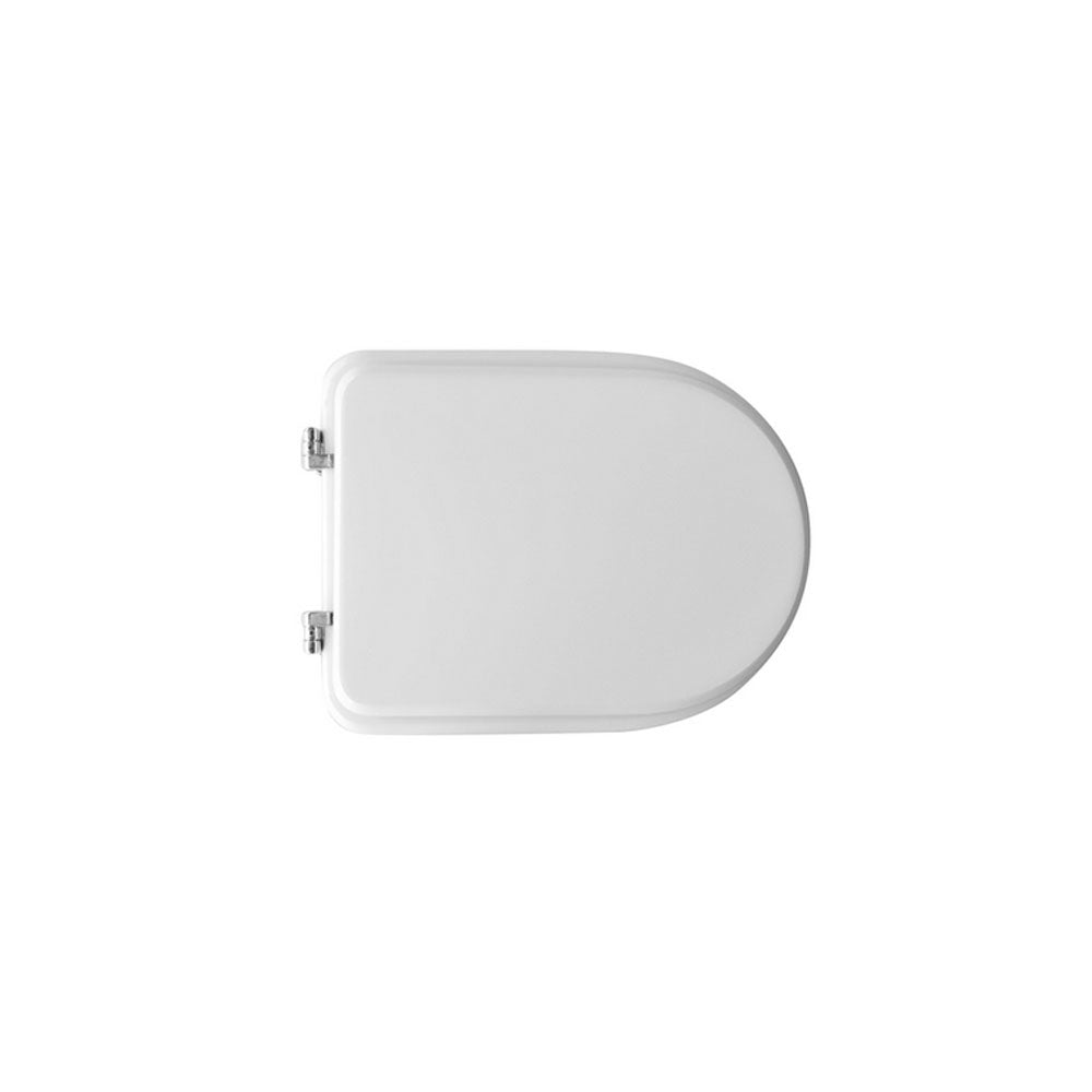 Sedile wc legno bianco per Cesame vaso System larghezza 34 cm cerniere regolabili