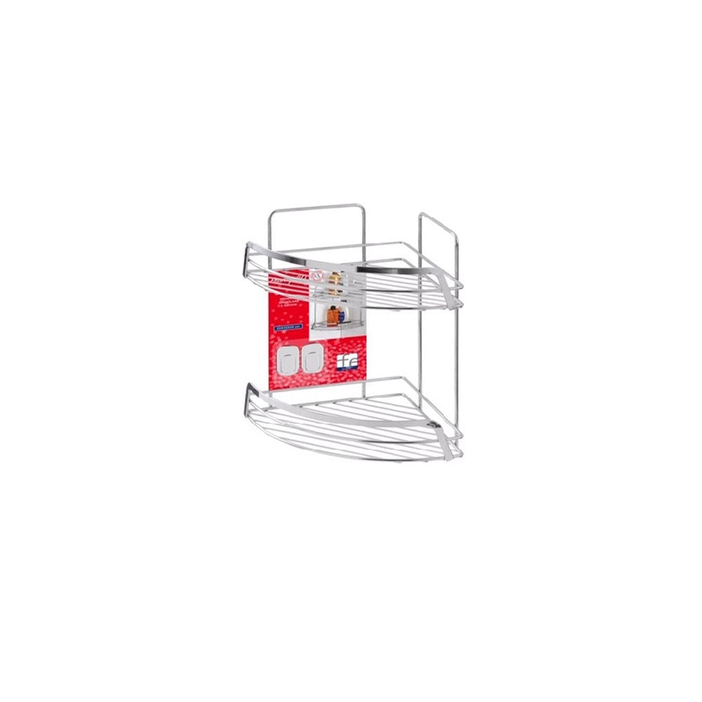 Mensola angolare cromo lucida 22x22x34,5 cm con 2 ripiani by CeramicStore | Lo specialista del tuo bagno