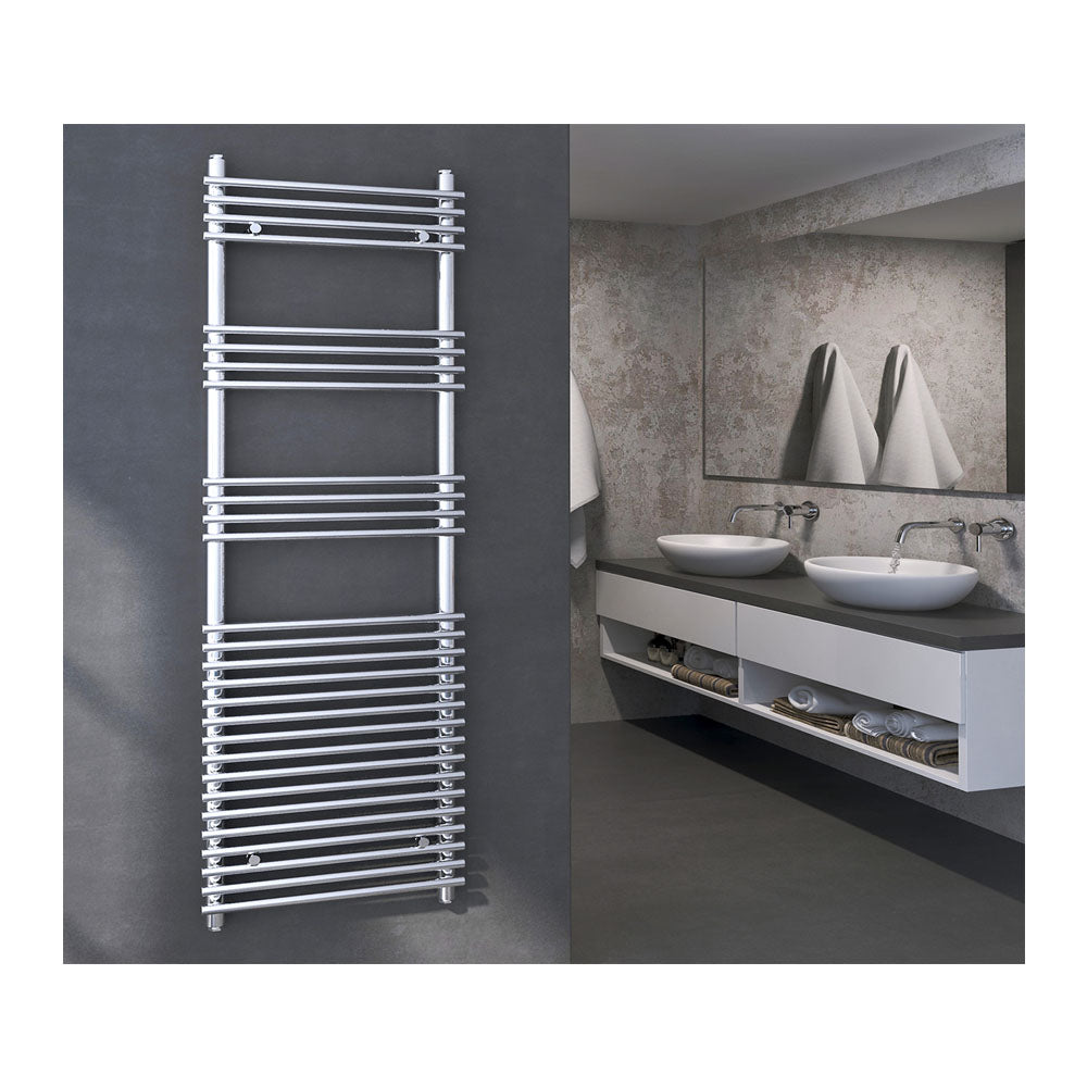 Termoarredo design acciaio cromo Aton tubi tondi orizzontali altezza 1100 mm by CeramicStore | Lo specialista del tuo bagno