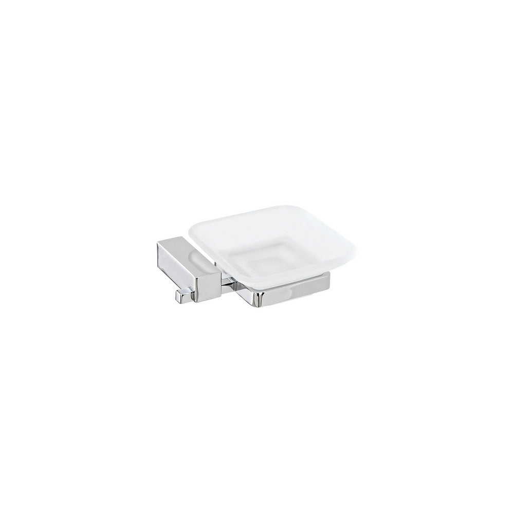 Portasapone Unica in vetro satinato e supporto cromo, piastrine in acciaio antiruggine by CeramicStore | Lo specialista del tuo bagno