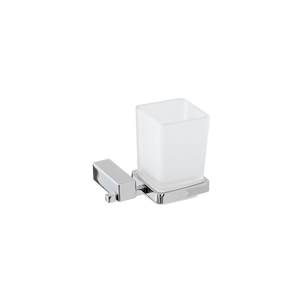 Portaspazzolini Unica cromo vetro satinato con piastrine in acciaio antiruggine by CeramicStore | Lo specialista del tuo bagno