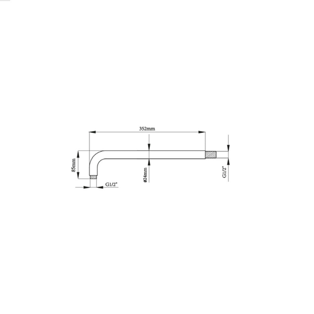 Braccio doccia tondo in ottone cm 35 x D. 2,4 attacchi G 1/2'' by CeramicStore | Lo specialista del tuo bagno