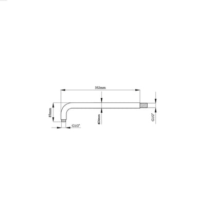 Braccio doccia tondo in ottone cm 35 x D. 2,4 attacchi G 1/2'' by CeramicStore | Lo specialista del tuo bagno