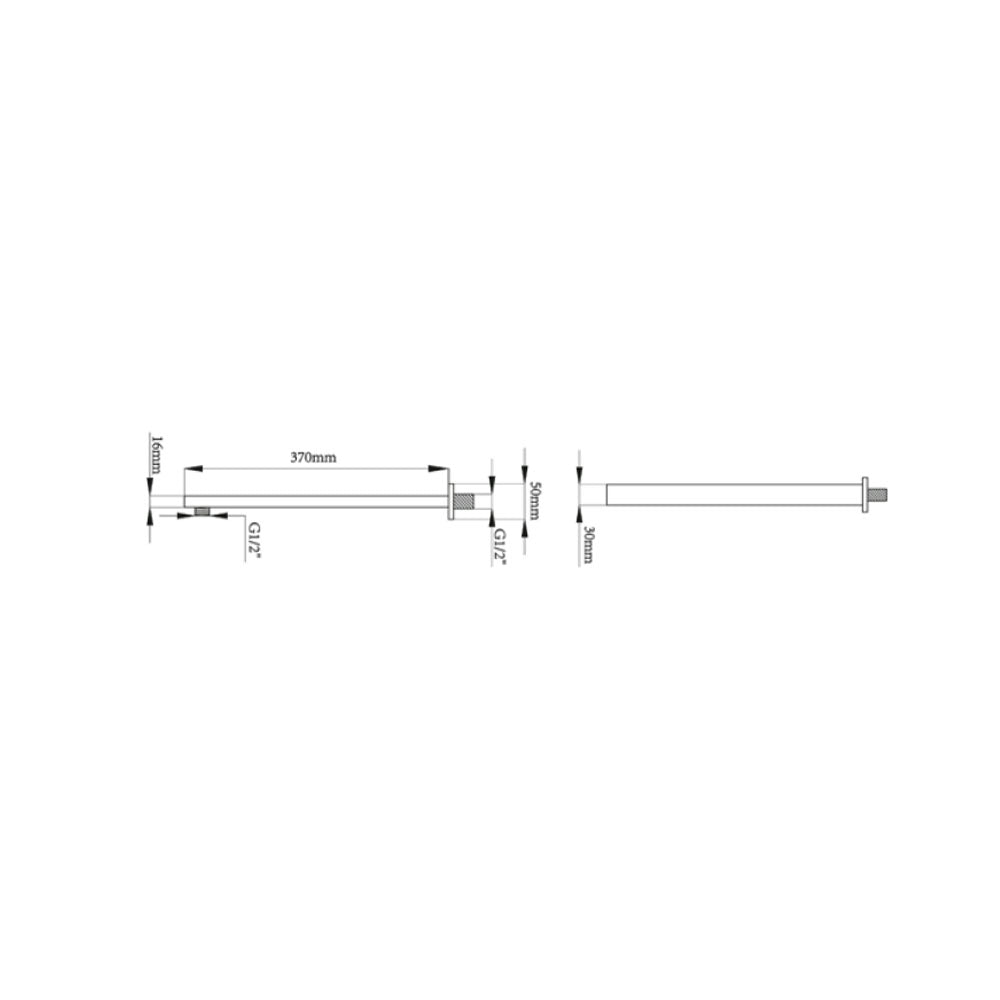 Braccio doccia quadro in ottone 37 x 3 cm attacchi G 1/2'' by CeramicStore | Lo specialista del tuo bagno