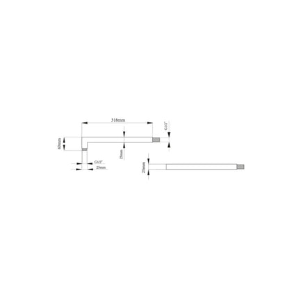Braccio doccia tondo in ottone cm 35 x D. 2,5 attacchi G 1/2'' by CeramicStore | Lo specialista del tuo bagno