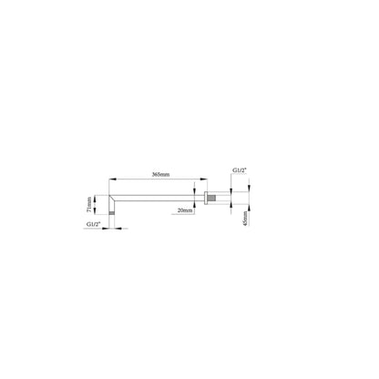 Braccio doccia quadro in ottone cm 37 x2 attacchi G 1/2'' by CeramicStore | Lo specialista del tuo bagno
