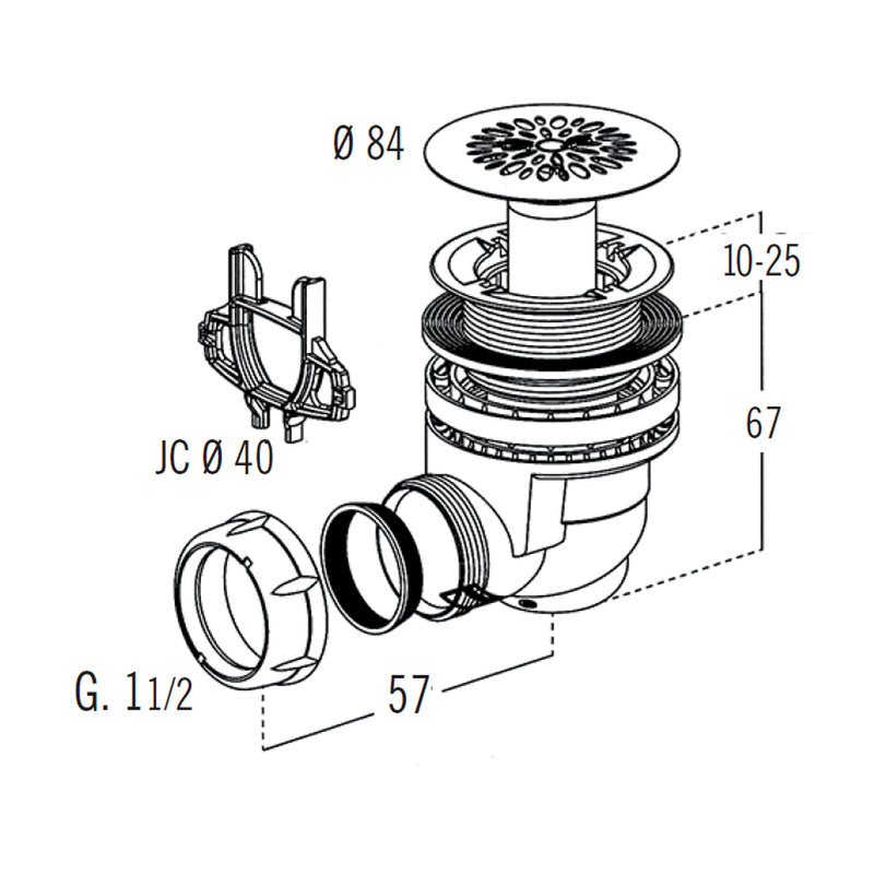 Piletta di scarico sifonata per piatti doccia con scarico diametro 60 mm con griglia inox by CeramicStore | Lo specialista del tuo bagno