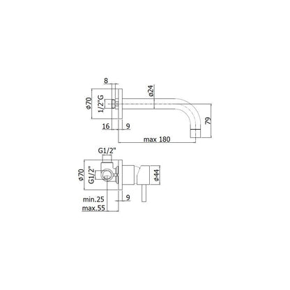 Miscelatore lavabo a parete serie Stick modello SK006ST70 steel looking Paffoni by CeramicStore | Lo specialista del tuo bagno