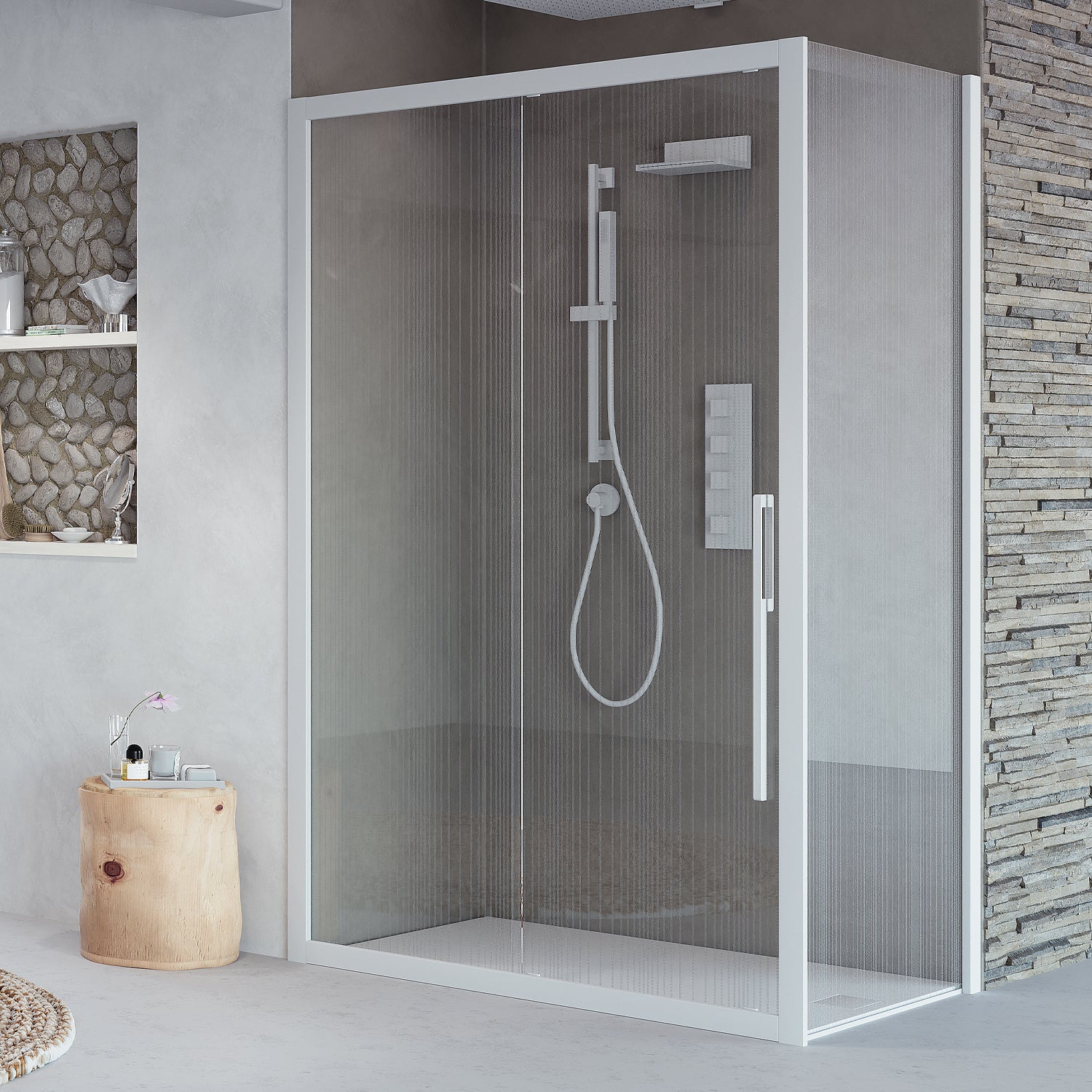 Parete fissa Itaca 77.5-79.5 cm cristallo trasparente 6mm h195 profilo argento lucido Made in Italy by CeramicStore | Lo specialista del tuo bagno