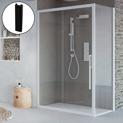 Parete fissa Itaca 77.5-79.5 cm cristallo trasparente 6mm h195 profilo nero essenza Made in Italy by CeramicStore | Lo specialista del tuo bagno