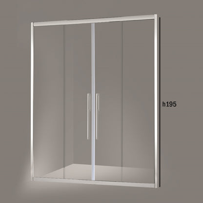 Porta doccia due ante scorrevoli 160cm cristallo trasparente 6mm h195 profilo argento Made in Italy by CeramicStore | Lo specialista del tuo bagno