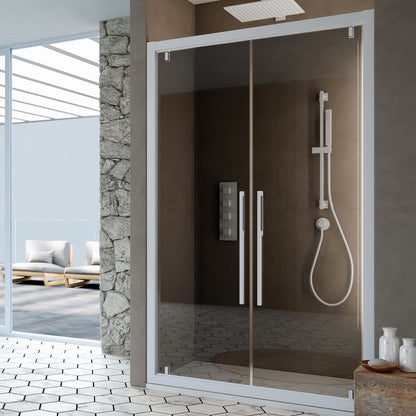 Porta doccia due ante battenti 95cm cristallo trasparente 6mm h195 profilo argento Made in Italy by CeramicStore | Lo specialista del tuo bagno
