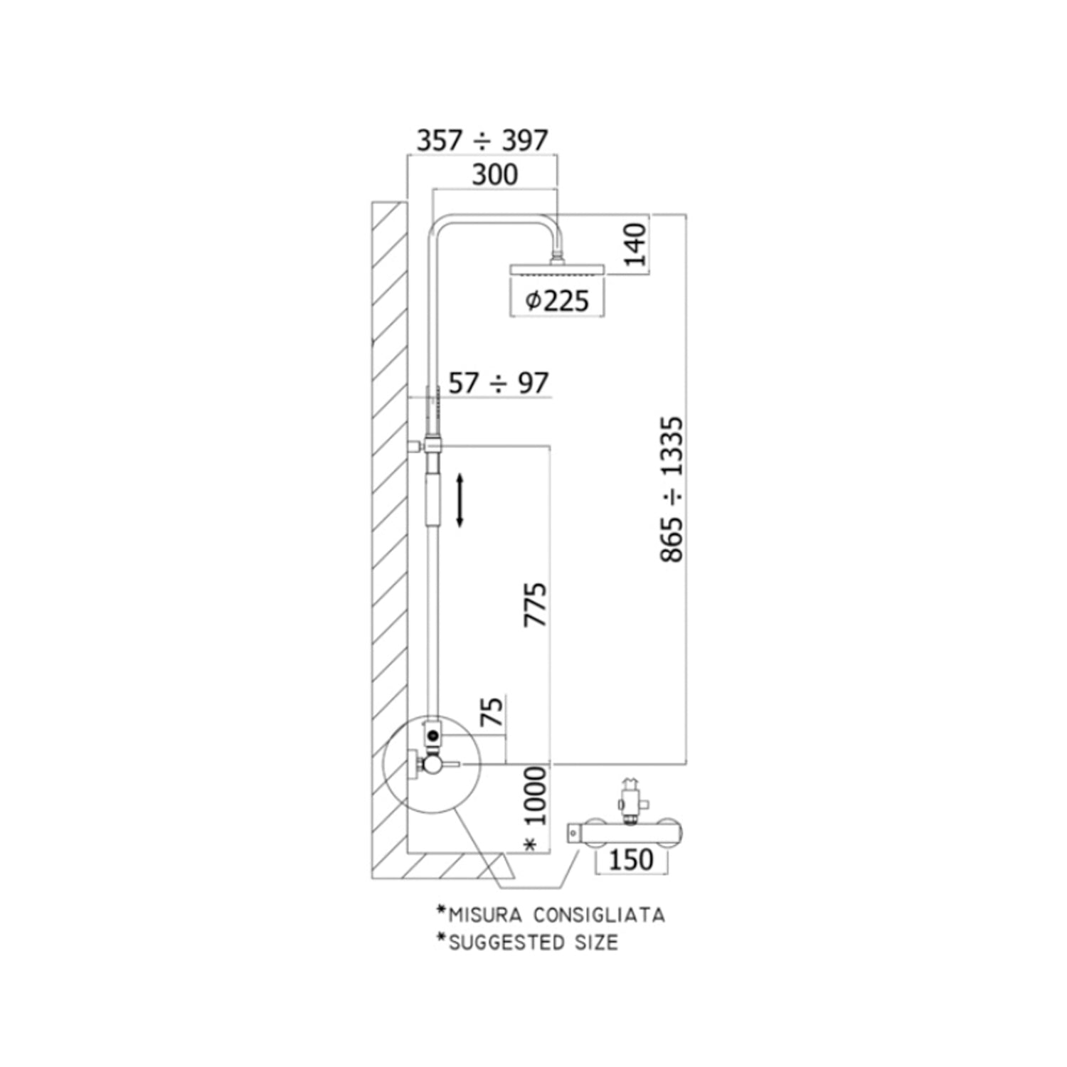 Colonna doccia regolabile Master Plus con doccia Birillo in ABS Paffoni - Cromato by CeramicStore | Lo specialista del tuo bagno